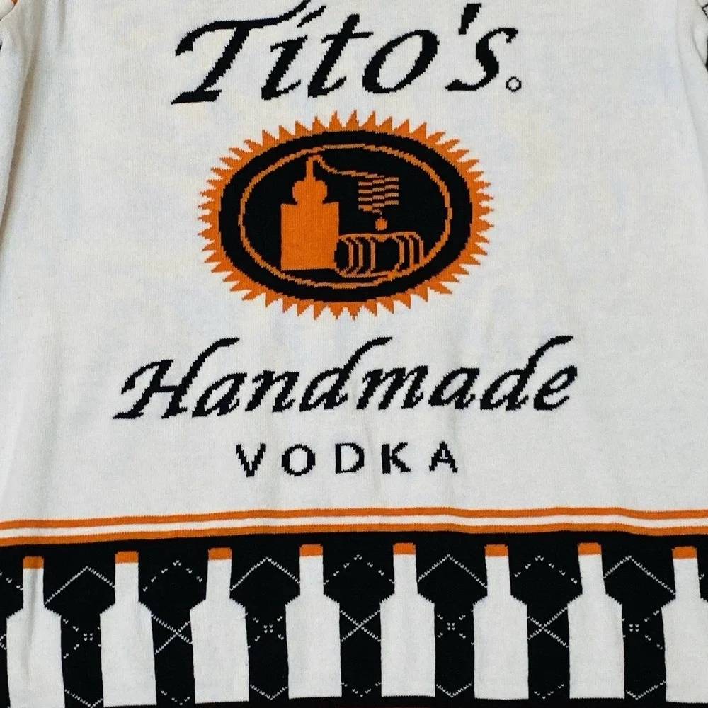 Titos Handmade Vodka Ugly Christmas Sweater Mens S Orange Holiday Halloween Rare